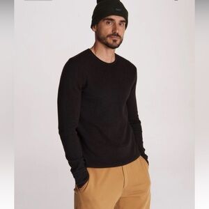 Rag‎ & Bone Collin Wool Pique Sweater Crewneck in Black XL